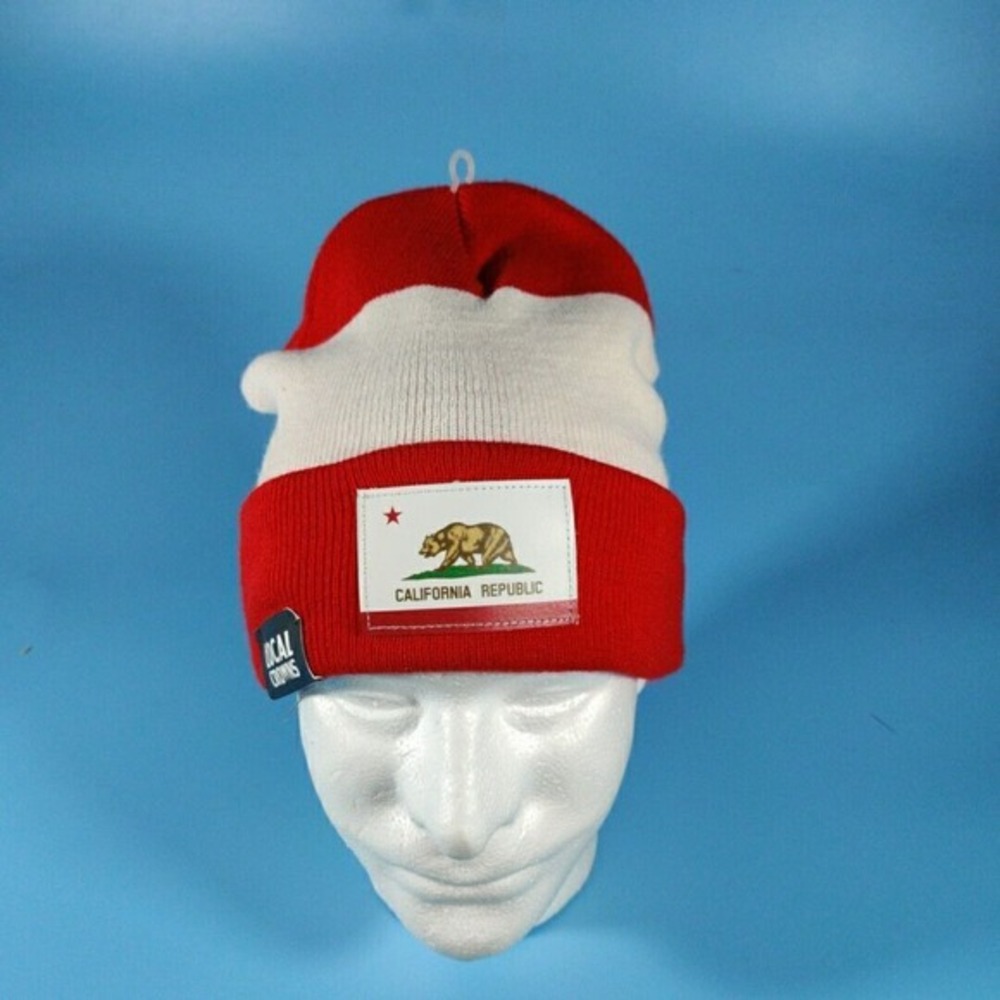 Local Crowns Hat Mens O/S The All‎ State Patch California Republic Knit Beanie